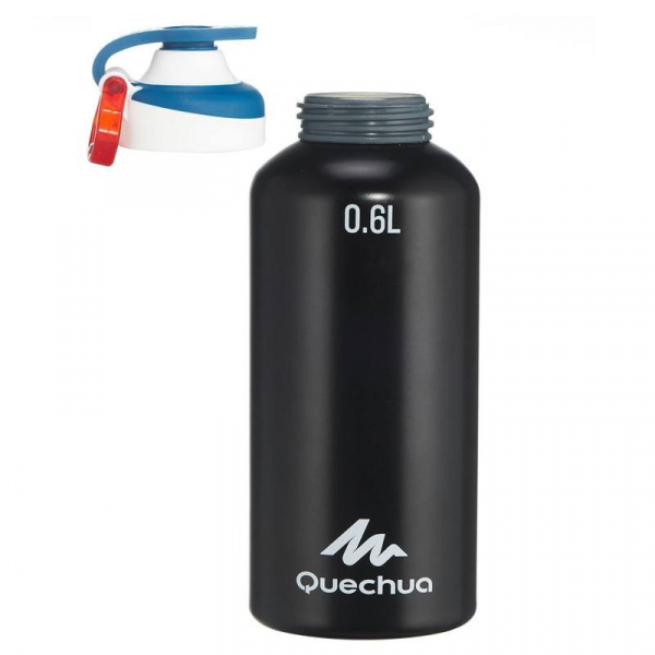 Алюминиевая бутылка Quechua, 0.6 л, Black