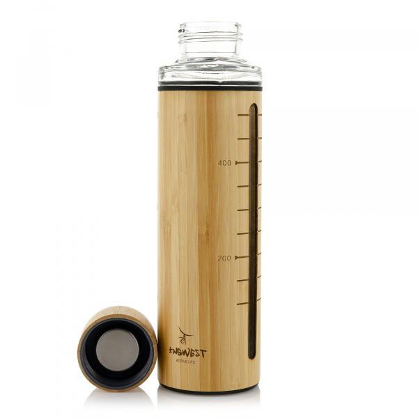 Стеклянная бутылка с бамбуковым покрытием InGwest 600 мл. Лимитированная серия.